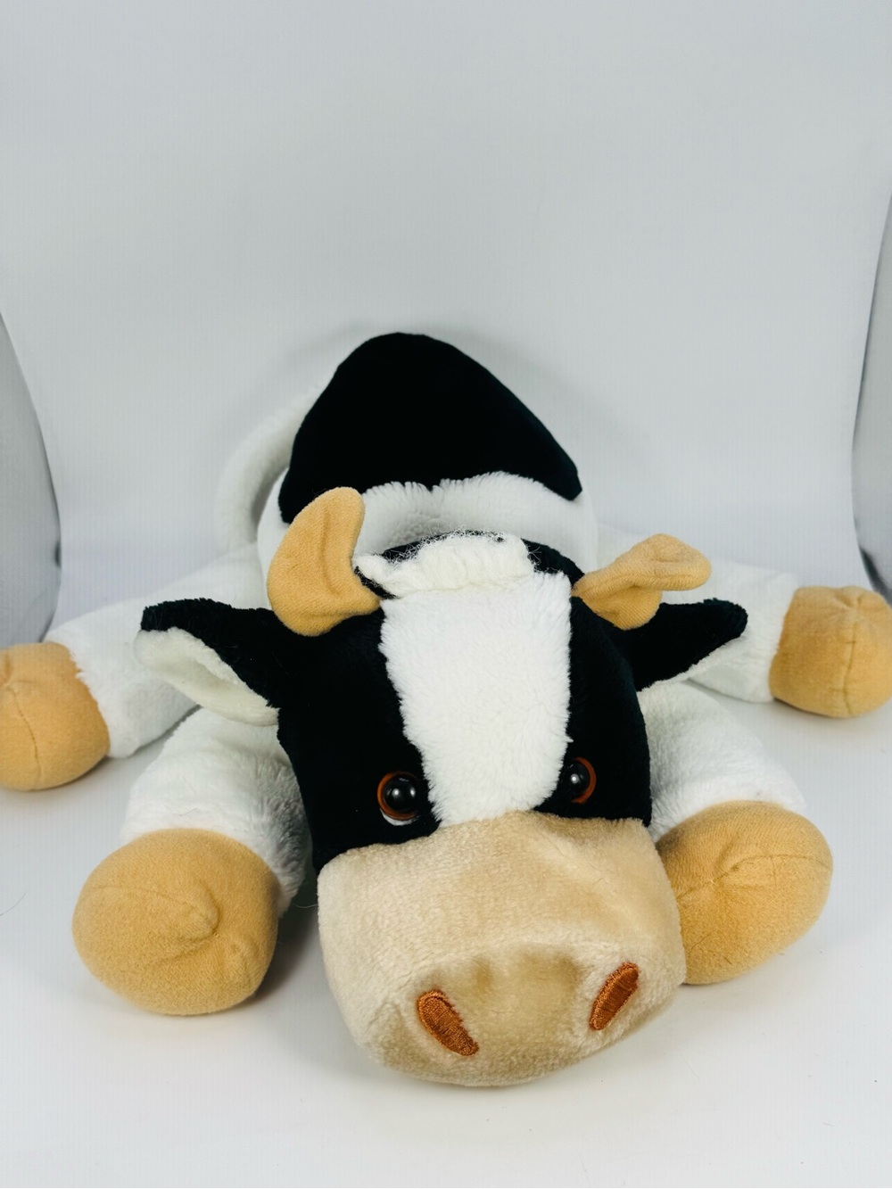 Vtg Dakin Cow Puppet Full Body White Black 16" 1988 Farm Animal Pretend Play